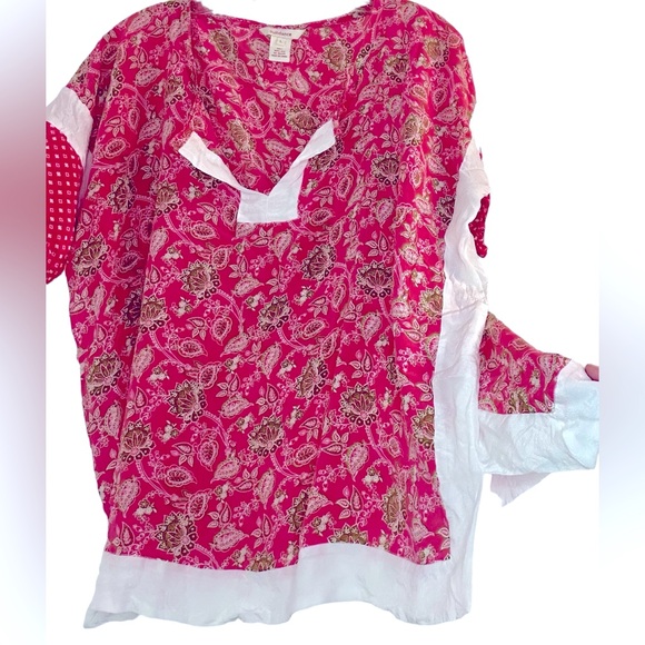 SUNDANCE 100% Silk Split Neck/Sides Boho Blouse In Raspberry Floral Sz M/L ✨EUC✨ - Picture 2 of 7